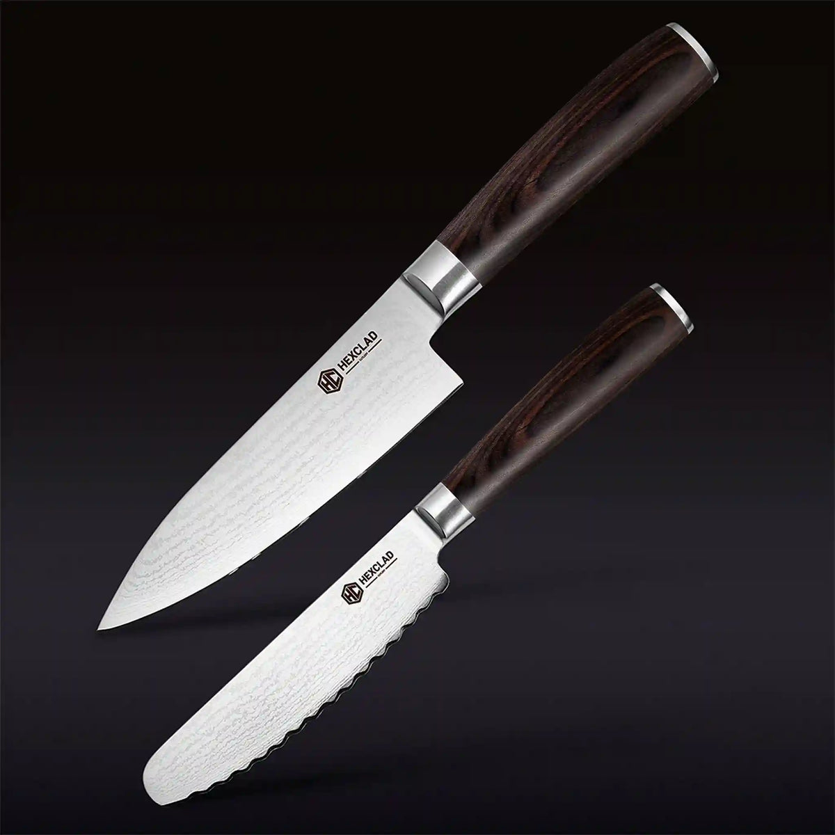 Damascus Steel Starter Knife Set, 2-pc (Espresso)