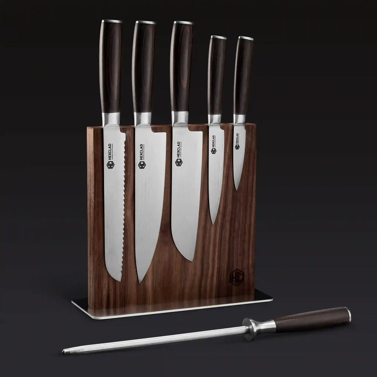 Damascus Steel Knife Set, 7-pc (Espresso)