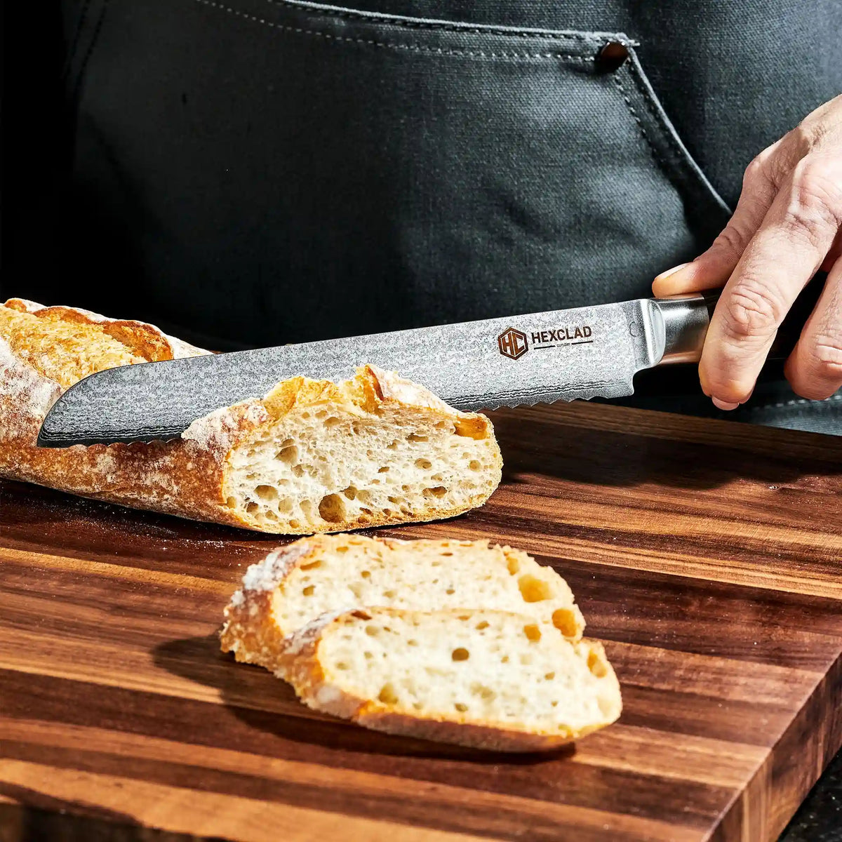 Damascus Steel Serrated Bread Knife, 8" (Green)