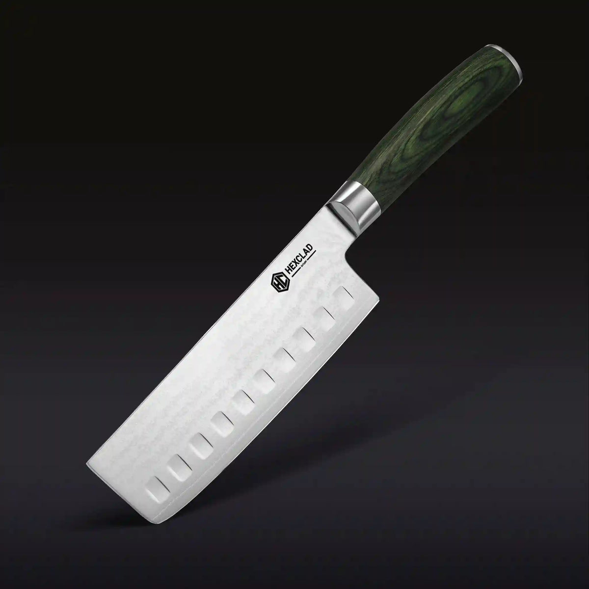 Damascus Steel Nakiri Knife, 6.5" (Green)
