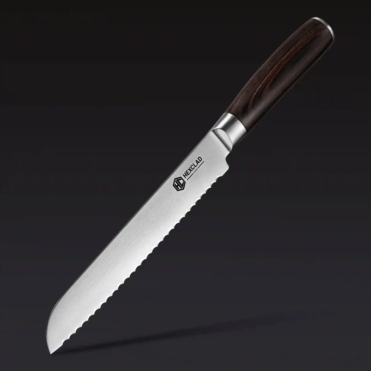 Damascus Steel Serrated Bread Knife, 8" (Espresso)