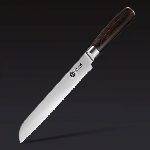 Damascus Steel Serrated Bread Knife, 8" (Espresso)