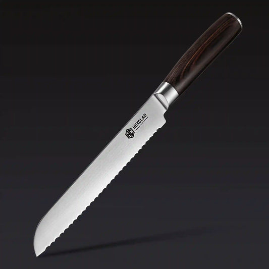 Damascus Steel Serrated Bread Knife, 8" (Espresso)