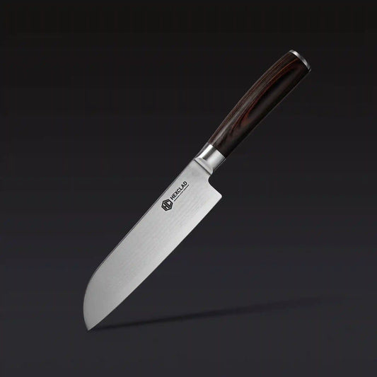 Damascus Steel Santoku Knife, 7" (Espresso)