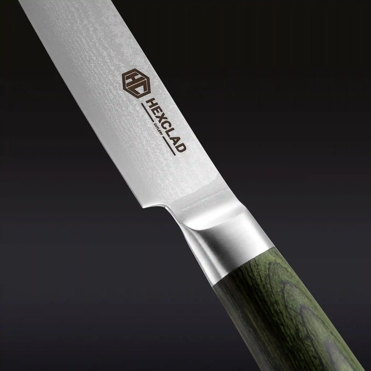 Damascus Steel Utility Knife, 5" (Green)